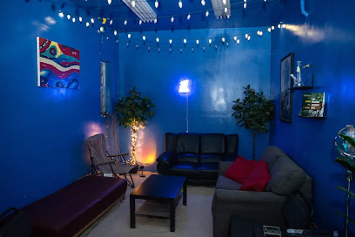 Interior of Near U showing cafe seating and event space in Brooklyn