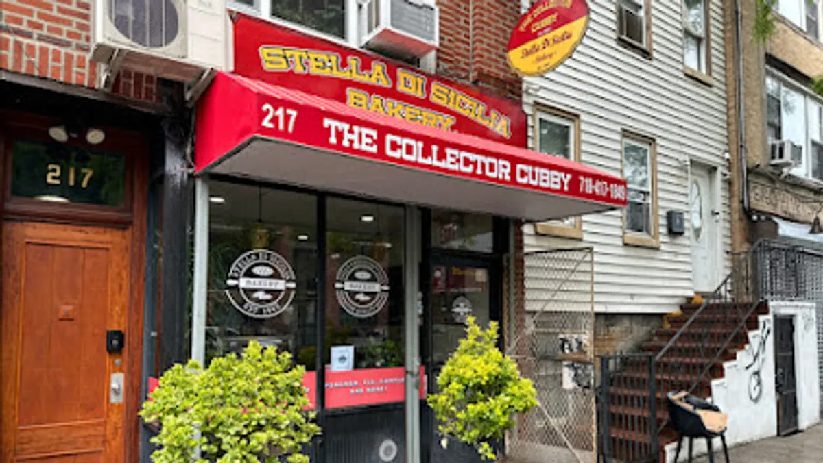 Interior view of Stella Di Sicilia Bakery, a popular spot in brooklyn