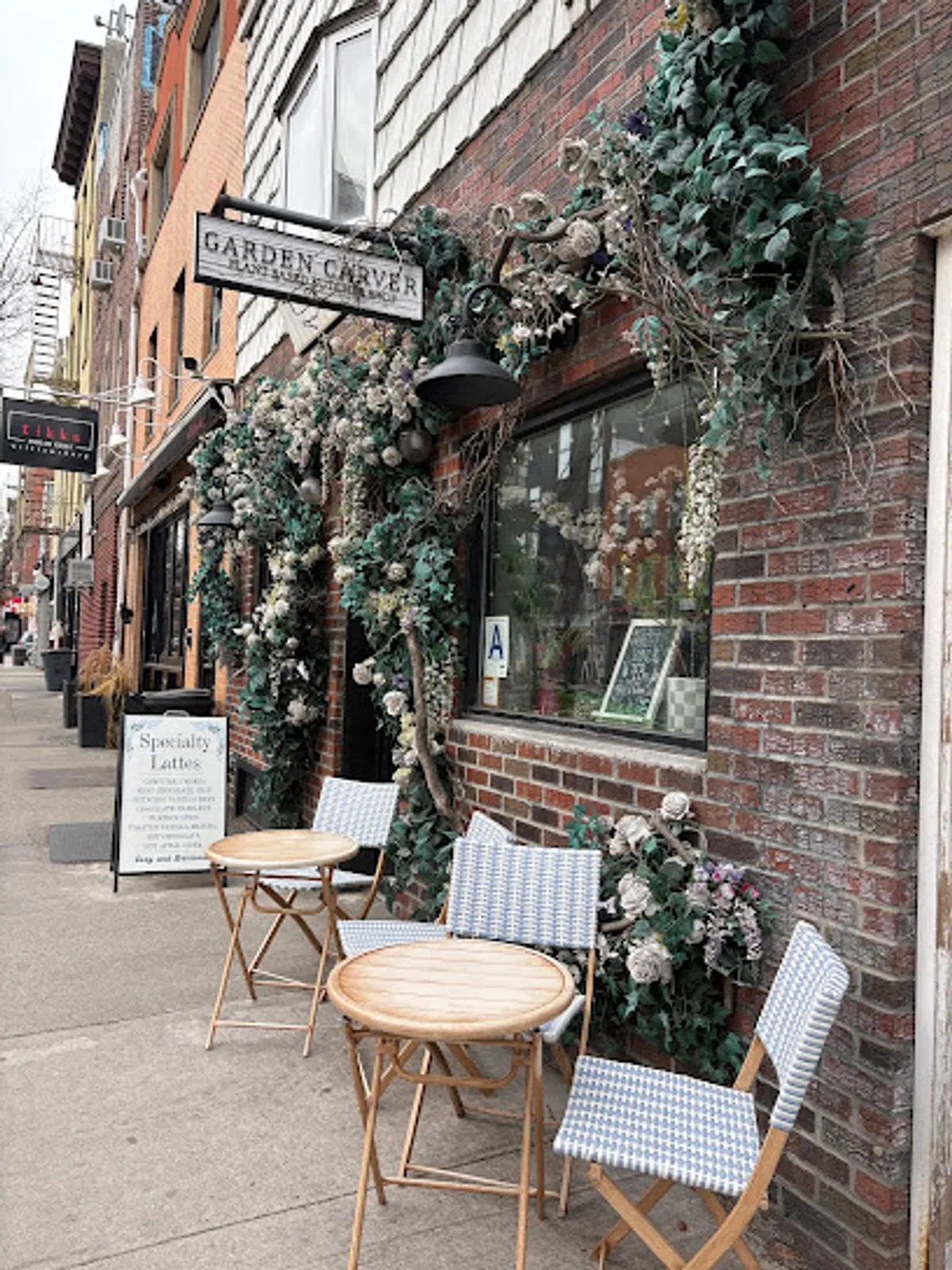 Interior view of Garden Carver showing tables and vegan food options