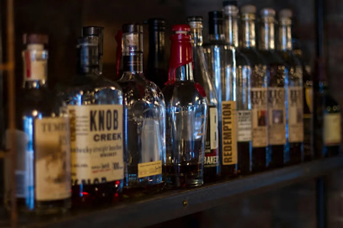 Interior view of Northern Bell featuring bar seating and dining area