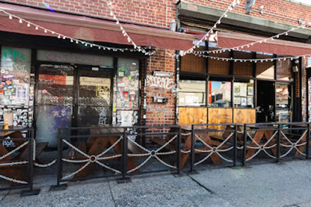 Eclectic and funky interior of The Anchored Inn bar in Brooklyn