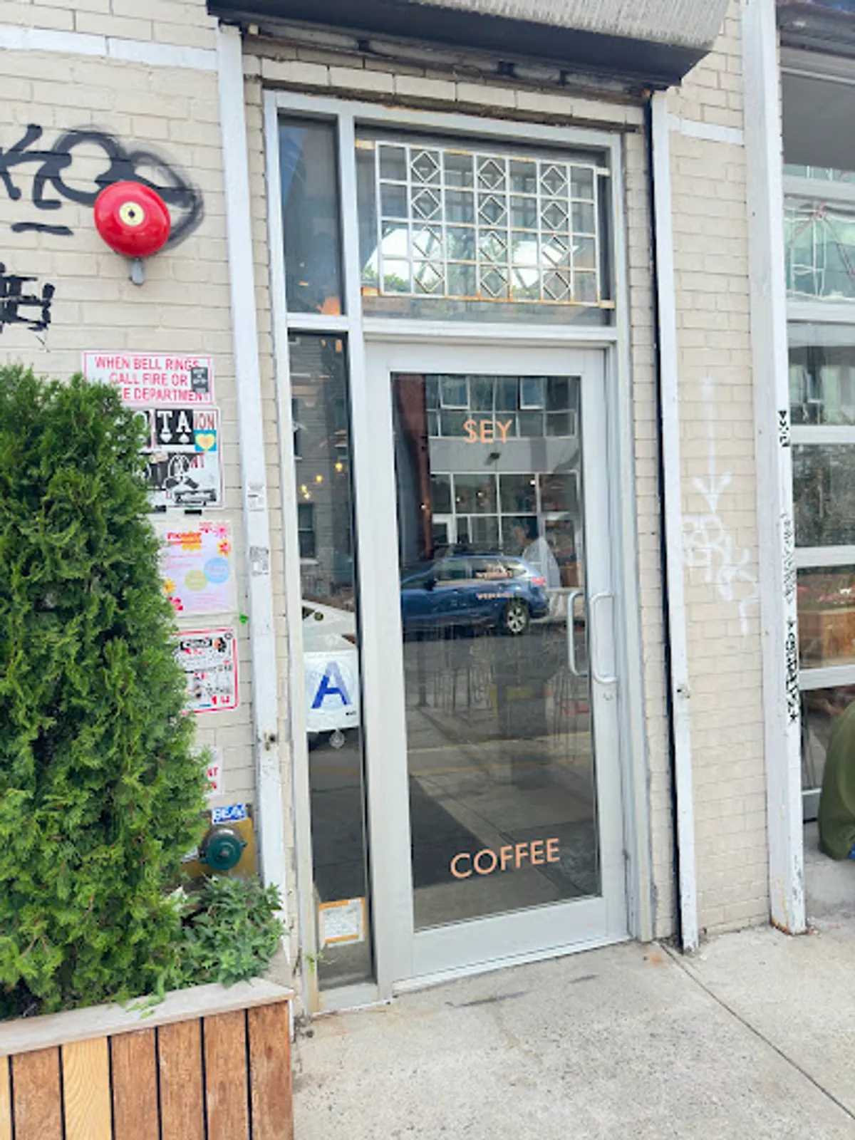 Interior view of SEY Coffee, a popular spot in brooklyn
