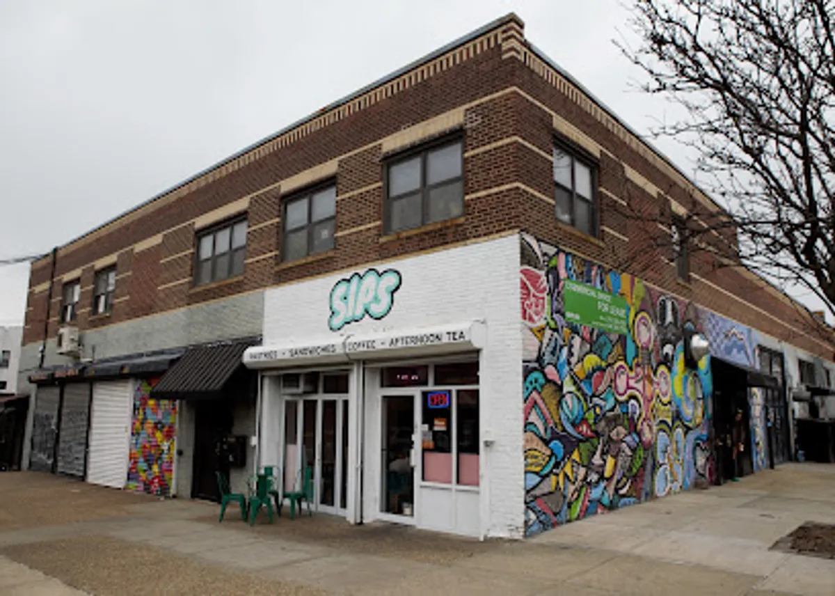 Interior view of Sips, a popular spot in brooklyn