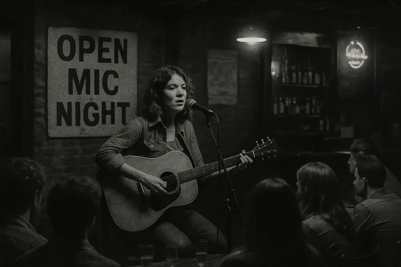 Crowd enjoying a live music performance inside a dimly lit Brooklyn venue